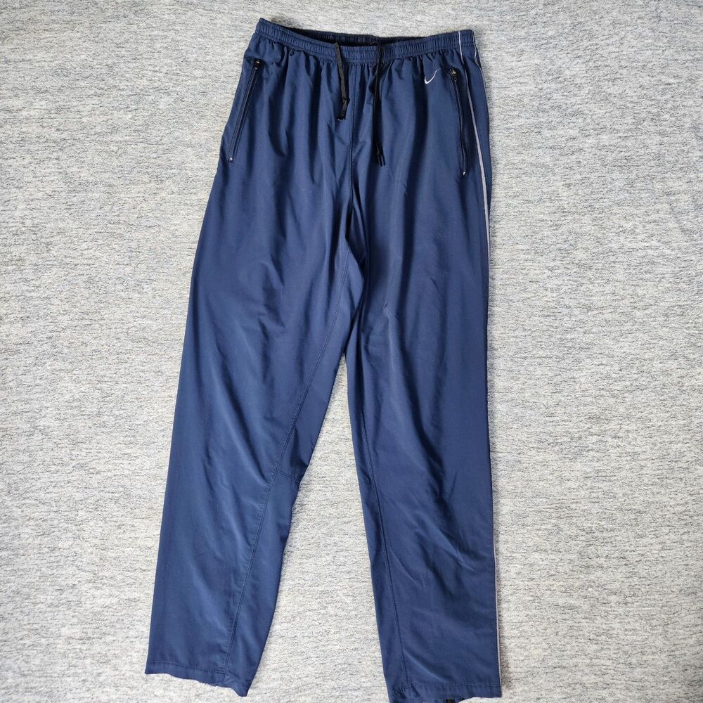 Vintage Nike Size Large Silver Tag Navy Blue Windbreaker Track Pants Zip VTG Y2K